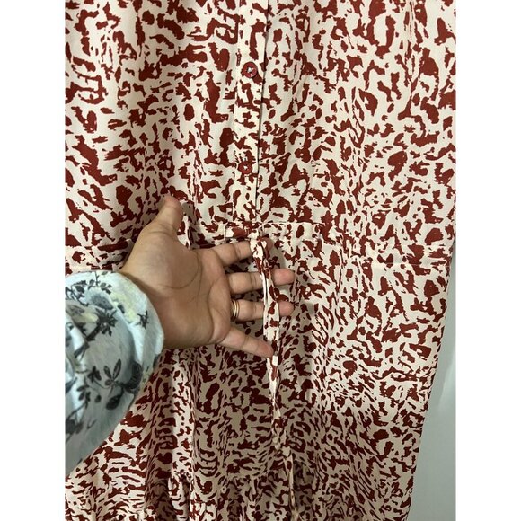 Cabi #5406 Sienna Leopard Print Draw String Waist Dress Red Size XS - Picture 9 of 10
